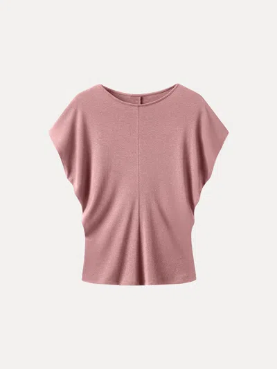 Oglmove Linen-blend Round Neck Relaxed Summer Top In Pink