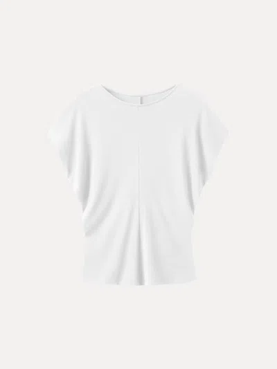 Oglmove Linen-blend Round Neck Relaxed Summer Top In White