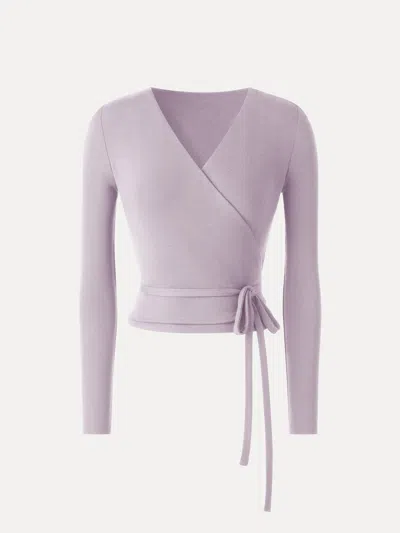 Oglmove Litewarm Cashmere Blend Reversible Wrap Tie-waist Cardigan In Purple