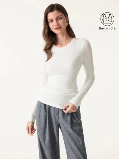 Oglmove Litewarm Crewneck Long Sleeve Bra Top In White