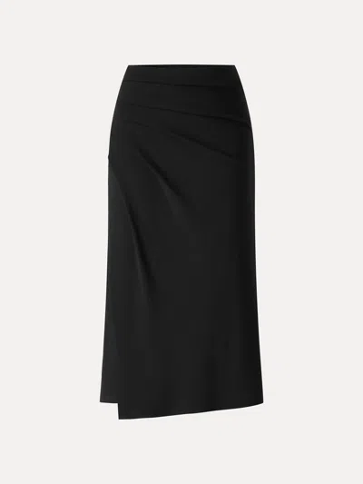 Oglmove Litewarm High-rise Side-tuck A-line Midi Skirt In Black