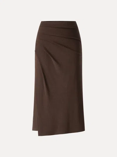 Oglmove Litewarm High-rise Side-tuck A-line Midi Skirt In Brown