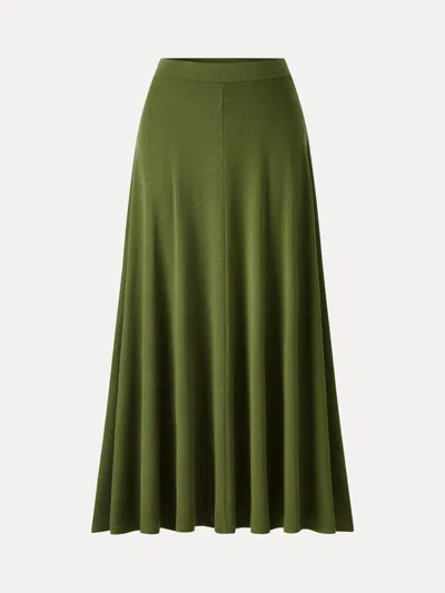 Oglmove Litewarm Lyocell-cashmere Blend Mid-rise Umbrella Maxi Skirt In Green