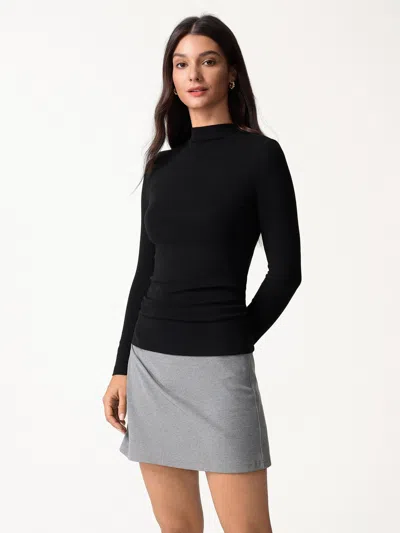 Oglmove Litewarm Mockneck Long Sleeve Built-in Bra Top In Black