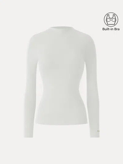 Oglmove Litewarm Mockneck Long Sleeve Built-in Bra Top In Milk Cream