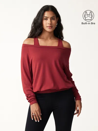 Oglmove Litewarm Multi-wear Layering Bra Top In Brick Red