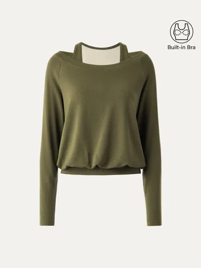 Oglmove Litewarm Multi-wear Layering Bra Top In Fresh Olive