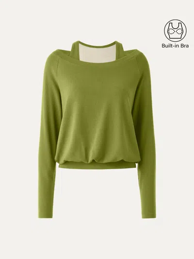 Oglmove Litewarm Multi-wear Layering Bra Top In Peri Green