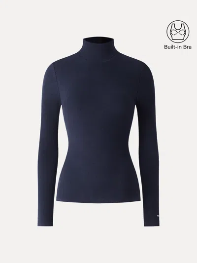 Oglmove Litewarm Turtleneck Long Sleeve Bra Top In Blue