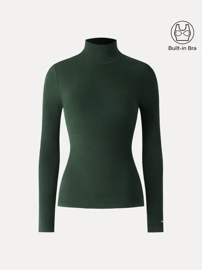 Oglmove Litewarm Turtleneck Long Sleeve Bra Top In Green