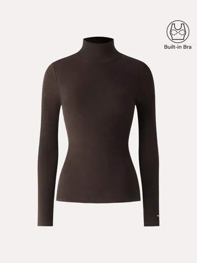 Oglmove Litewarm Turtleneck Long Sleeve Bra Top In Brown