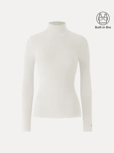 Oglmove Litewarm Turtleneck Long Sleeve Bra Top In White