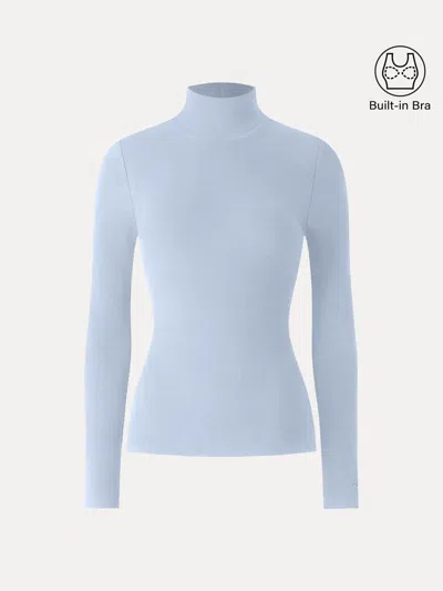 Oglmove Litewarm Turtleneck Long Sleeve Bra Top In Blue