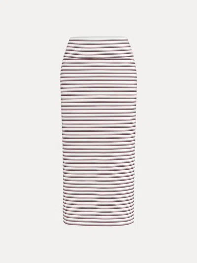 Oglmove Low Rise Folded Waist Striped Midi Skirt