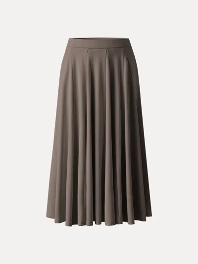 Oglmove Lyocell Blend Volume Skirt With Pockets In Brown