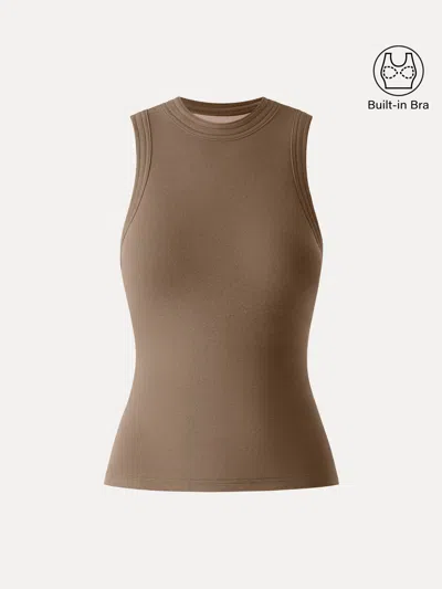 Oglmove Lyocell Perkins Collar Bra Tank In Brown