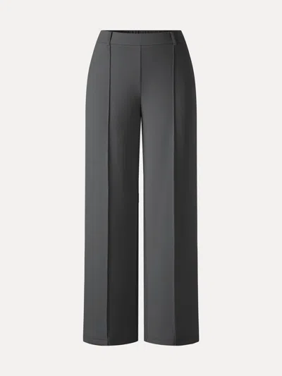 Oglmove Lyocell Spacer Knit Cropped Straight-leg Pants With Pockets In Night Charcoal