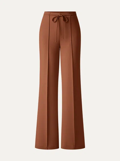 Oglmove Lyocell Spacer Knit High-rise Flare Pants With Pockets In Brown