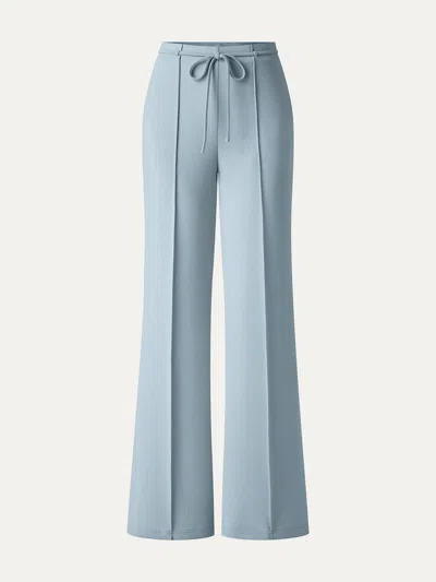 Oglmove Lyocell Spacer Knit High-rise Flare Pants With Pockets In Dew Foam Blue