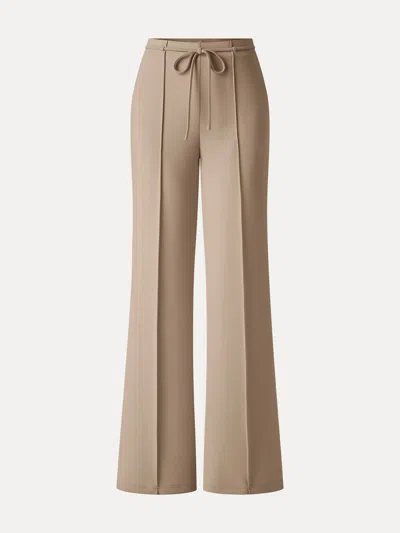 Oglmove Lyocell Spacer Knit High-rise Flare Pants With Pockets In Taupe Brown