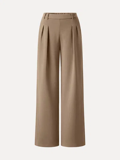 Oglmove Lyocell Spacer Knit High-rise Wide-leg Tuck Pants With Pockets In Brown