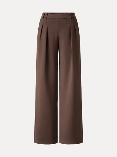 Oglmove Lyocell Spacer Knit High-rise Wide-leg Tuck Pants With Pockets In Espresso Brown
