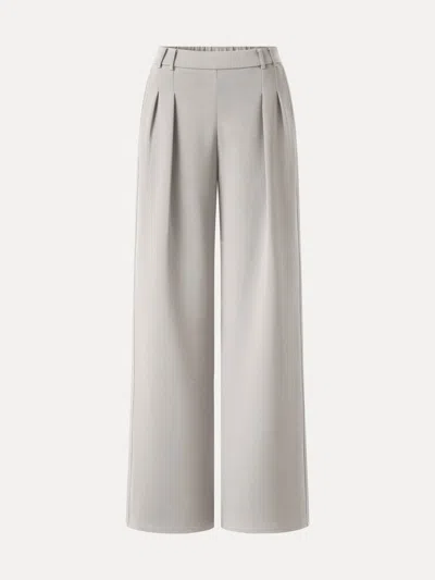 Oglmove Lyocell Spacer Knit High-rise Wide-leg Tuck Pants With Pockets In Grey Steel