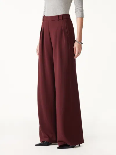 Oglmove Lyocell Spacer Knit High-rise Wide-leg Tuck Pants With Pockets In Ruby Red