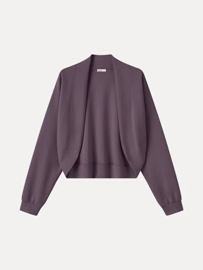 Oglmove Lyocell Spacer Knit Long Sleeve Drop-shoulder Shrug Cardigan In Deep Fig