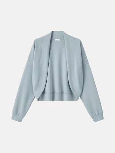 Oglmove Lyocell Spacer Knit Long Sleeve Drop-shoulder Shrug Cardigan In Dew Foam Blue