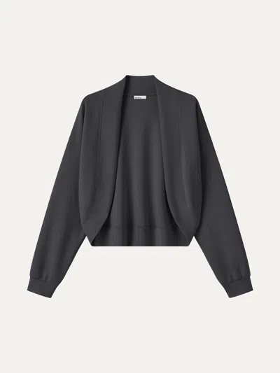 Oglmove Lyocell Spacer Knit Long Sleeve Drop-shoulder Shrug Cardigan In Gray