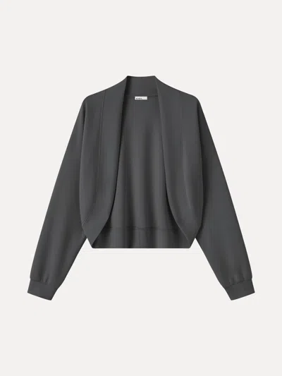 Oglmove Lyocell Spacer Knit Long Sleeve Drop-shoulder Shrug Cardigan In Night Charcoal