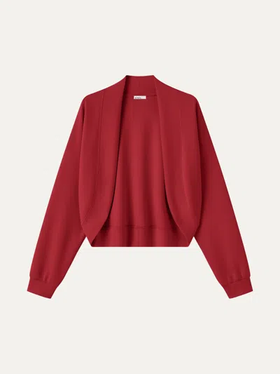 Oglmove Lyocell Spacer Knit Long Sleeve Drop-shoulder Shrug Cardigan In Red