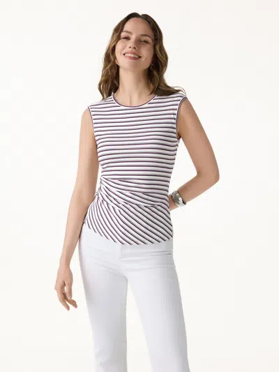 Oglmove Lyocell Striped Tucked Sleeveless Bra Top In White