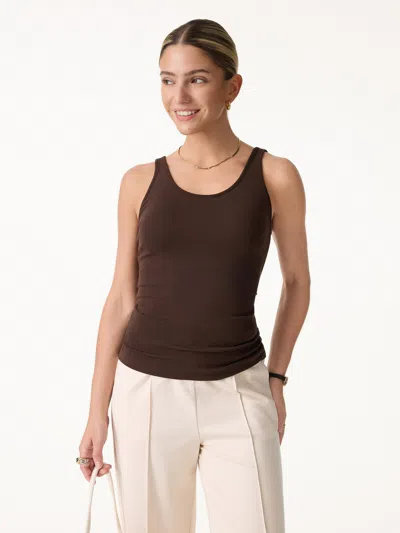 Oglmove Cotton Lyocell U-neck Bra Tank In Brown