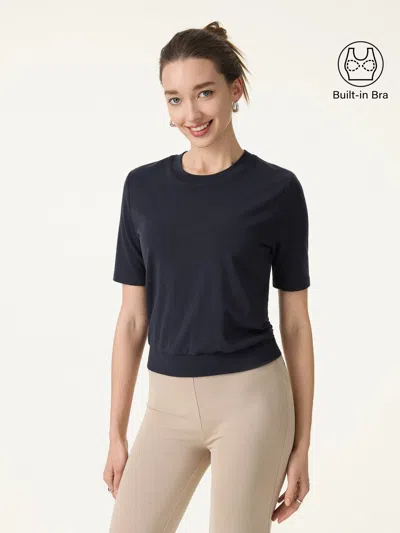 Oglmove Lyocell Wool Crewneck Bra Top With Banded Hem