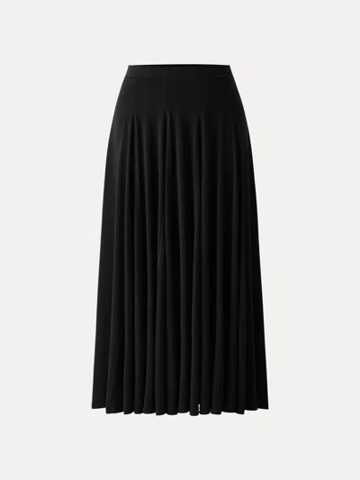 Oglmove Lyocell Wool Godet Hem Pull-on Maxi Skirt In Black