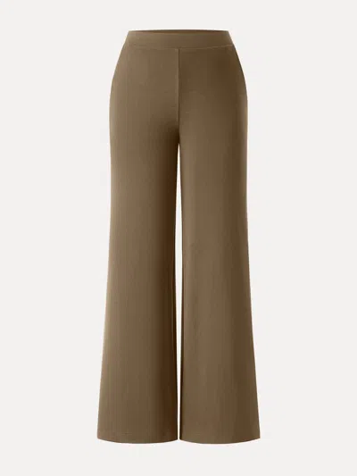 Oglmove Lyocell Wool Mid Rise Wide Leg Pull-on Pant With Pockets In Brown Brass