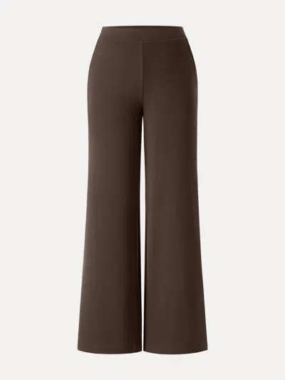 Oglmove Lyocell Wool Mid Rise Wide Leg Pull-on Pant With Pockets In Dark Brunette