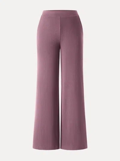 Oglmove Lyocell Wool Mid Rise Wide Leg Pull-on Pant With Pockets In Rose Plum