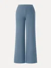 Oglmove Lyocell Wool Mid Rise Wide Leg Pull-on Pants With Pockets In Blue