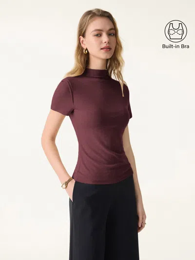 Oglmove Lyocell Wool Mockneck Short Sleeve Bra Top