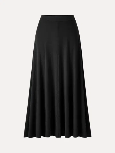 Oglmove Lyocell-cashmere Blend Mid-rise Umbrella Maxi Skirt In Black