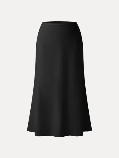 Oglmove Lyocell-linen Blend Maxi Flared Pull-on Skirt In Black