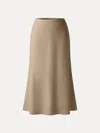Oglmove Lyocell-linen Blend Maxi Flared Pull-on Skirt In Brown