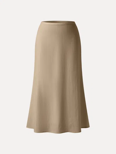 Oglmove Lyocell-linen Blend Maxi Flared Pull-on Skirt In Brown