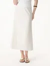 Oglmove Lyocell-linen Blend Maxi Flared Pull-on Skirt In White