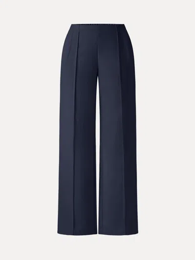 Oglmove Lyocell-linen Pintuck Wide Leg Vacay Pants In Blue
