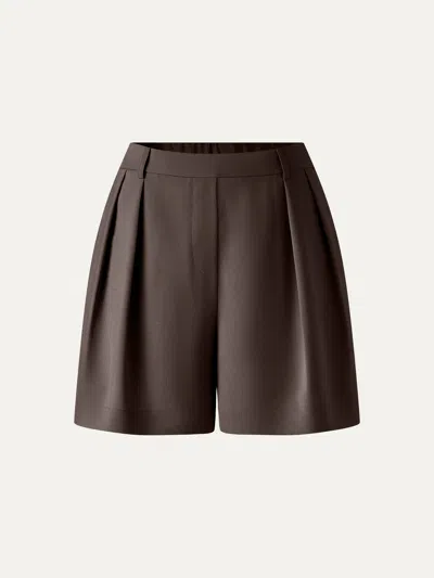 Oglmove Lyocell-linen Tailored Shorts With Pockets In Brown