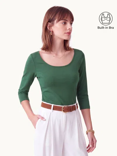 Oglmove Lyocell-wool Knit Scoop Neck Open-back Bra Top In Evergreen